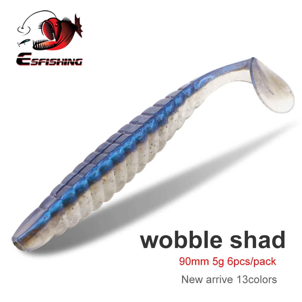 ESFISHING Wobble Shad – Vinilo cola en T para lubina