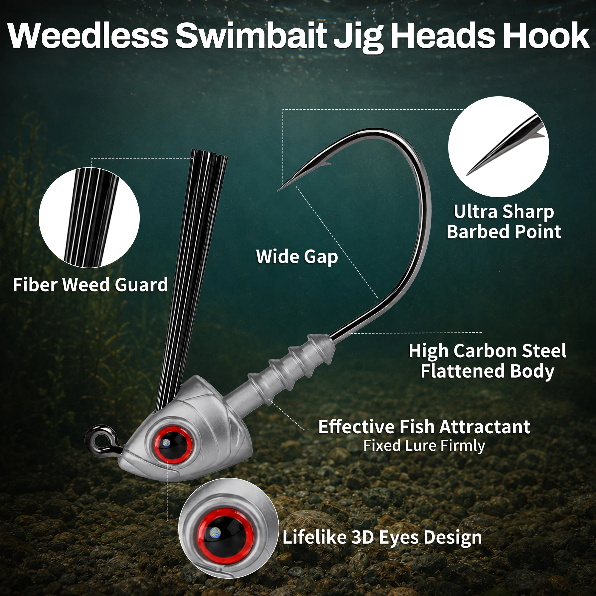Anzuelos Jig Head sin enredos para swimbait con protector de fibra - imagen 2