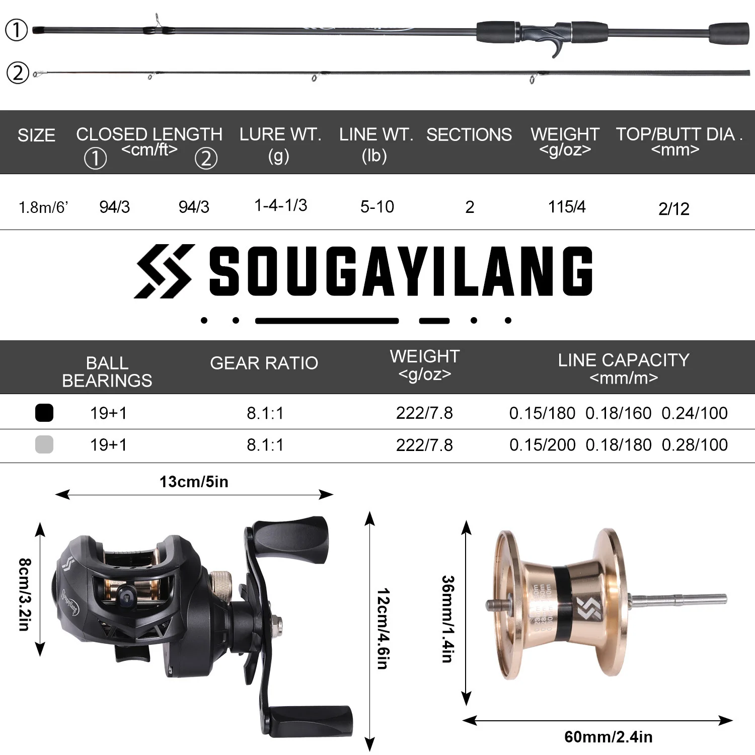 Sougayilang equipo pesca ligera: caña carbono alto módulo y carretes - imagen 5