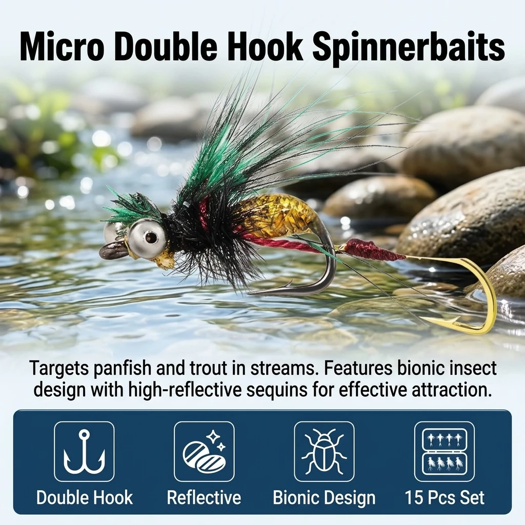 Señuelos micro para trucha: spinnerbait reflectante, acción biónica - imagen 3