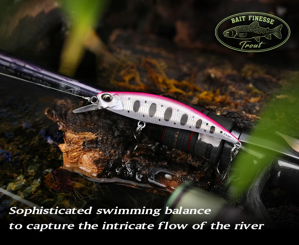 Señuelo TSURINOYA DW75 Jerkbait Wobbler 70S en posición de nado