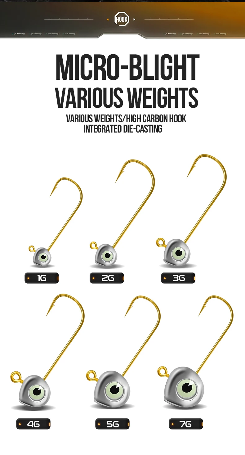 Variedad de pesos de cabezas de jig