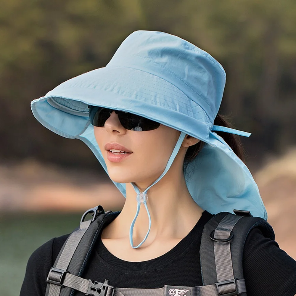 Sombrero de pesca bucket mujer ala ancha con protección de cuello - imagen 3