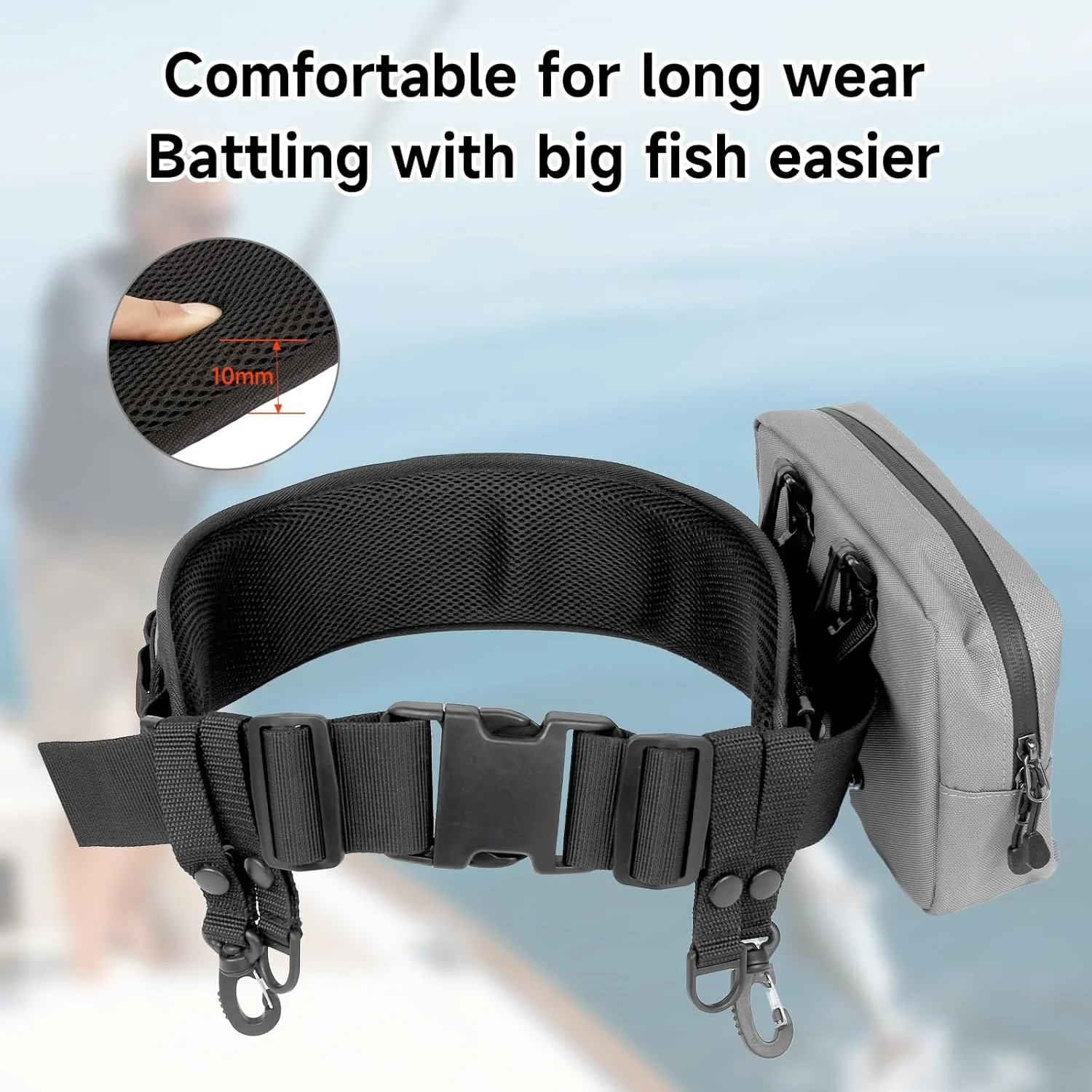 SANLIKE Cinturón de pesca con soporte para caña y bolsa desmontable - imagen 3