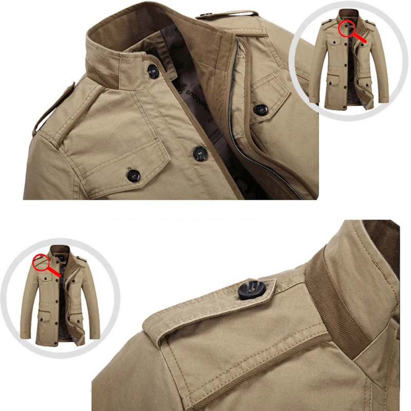 Gabardina larga hombre talla grande en algodón — abrigo casual - imagen 4