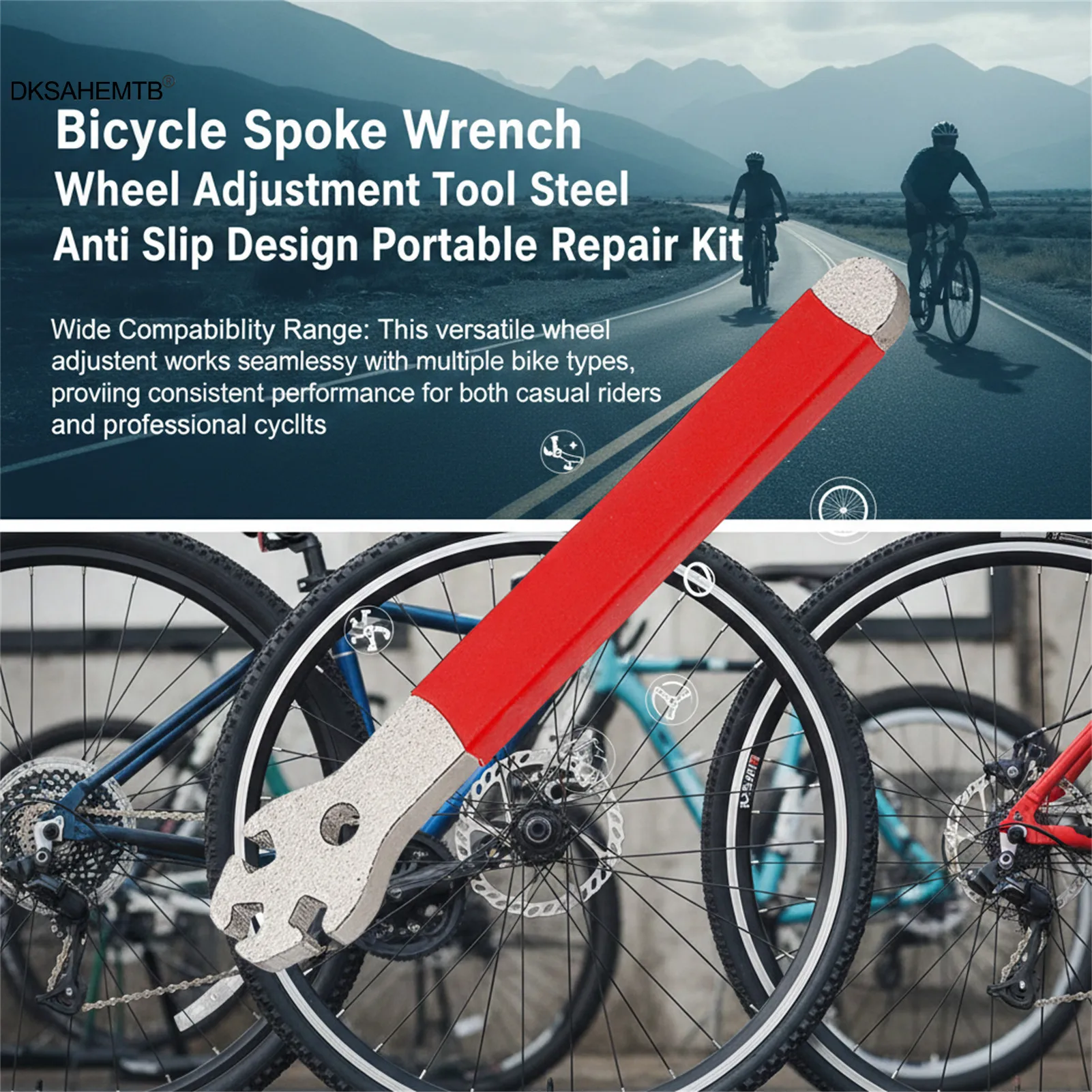 Llave para radios de bicicleta – mango antideslizante de acero - imagen 5