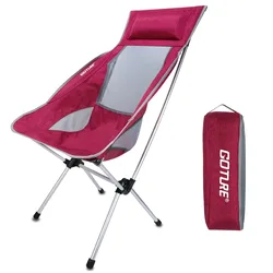 Goture Silla de pesca plegable ultraligera respaldo alto con cojín