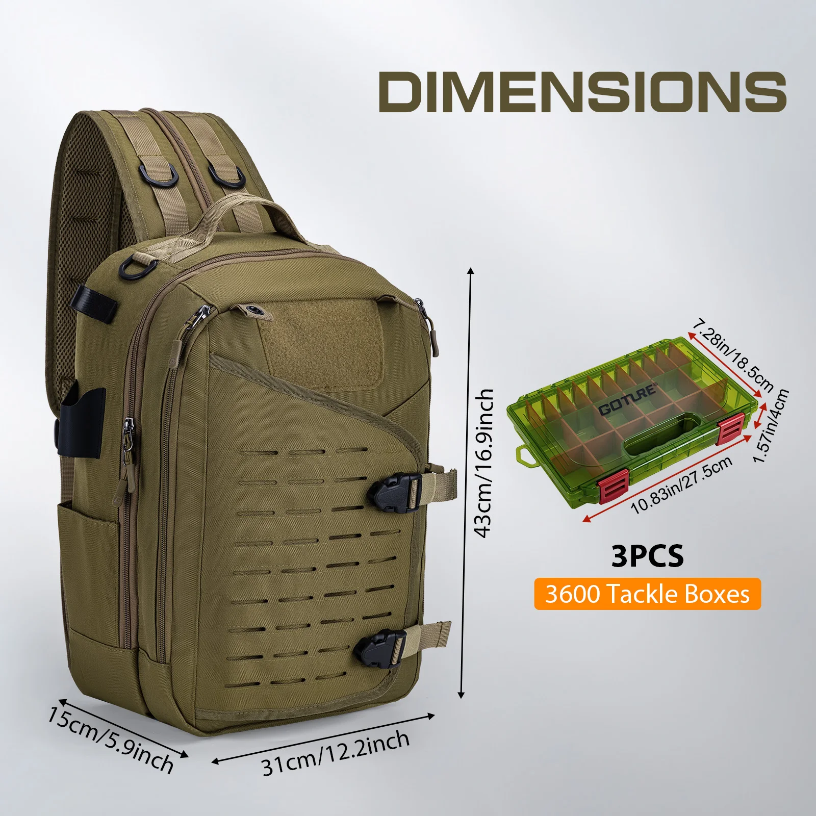 Bolsa de pesca Goture Oxford 900D impermeable con compartimentos - imagen 2