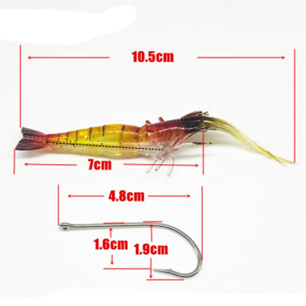 Vinilo camarón con olor a pescado y anzuelo suave para mar - imagen 4