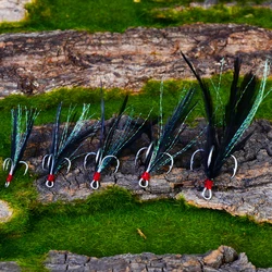 Anzuelos triples PROBEROS con pluma, ranura para sangre y jig