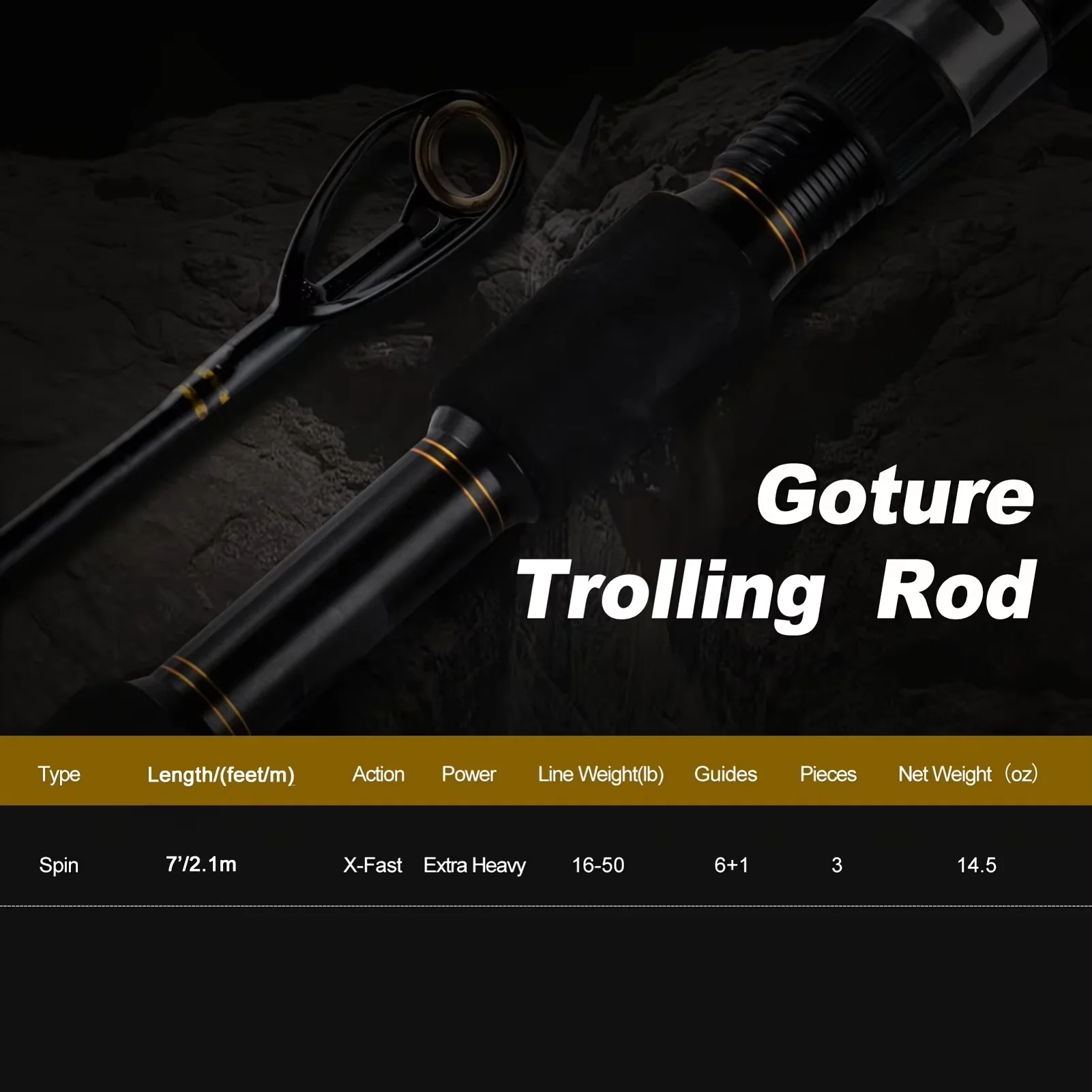 Caña de spinning Goture carbono – Mango EVA para jigging y trolling - imagen 3