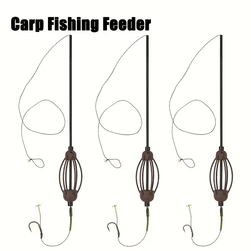 Kit de pesca para carpa con feeder de jaula abierta y hair rig