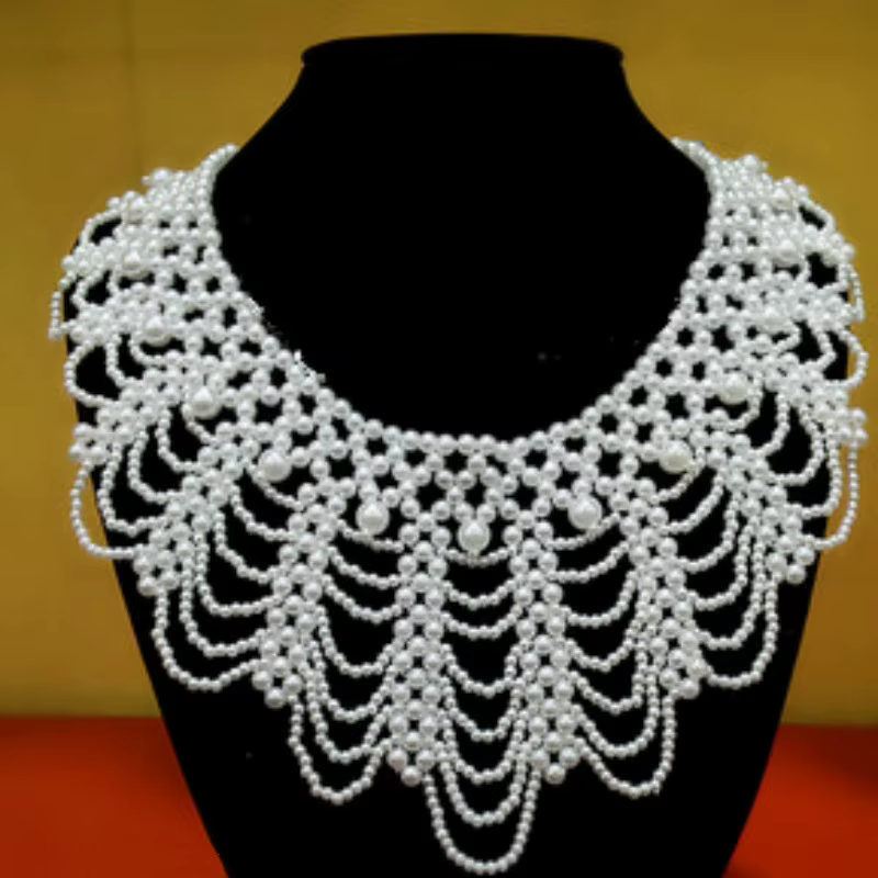 Cuello Encaje Perlas Novia – Cinta Decorativa - imagen 5