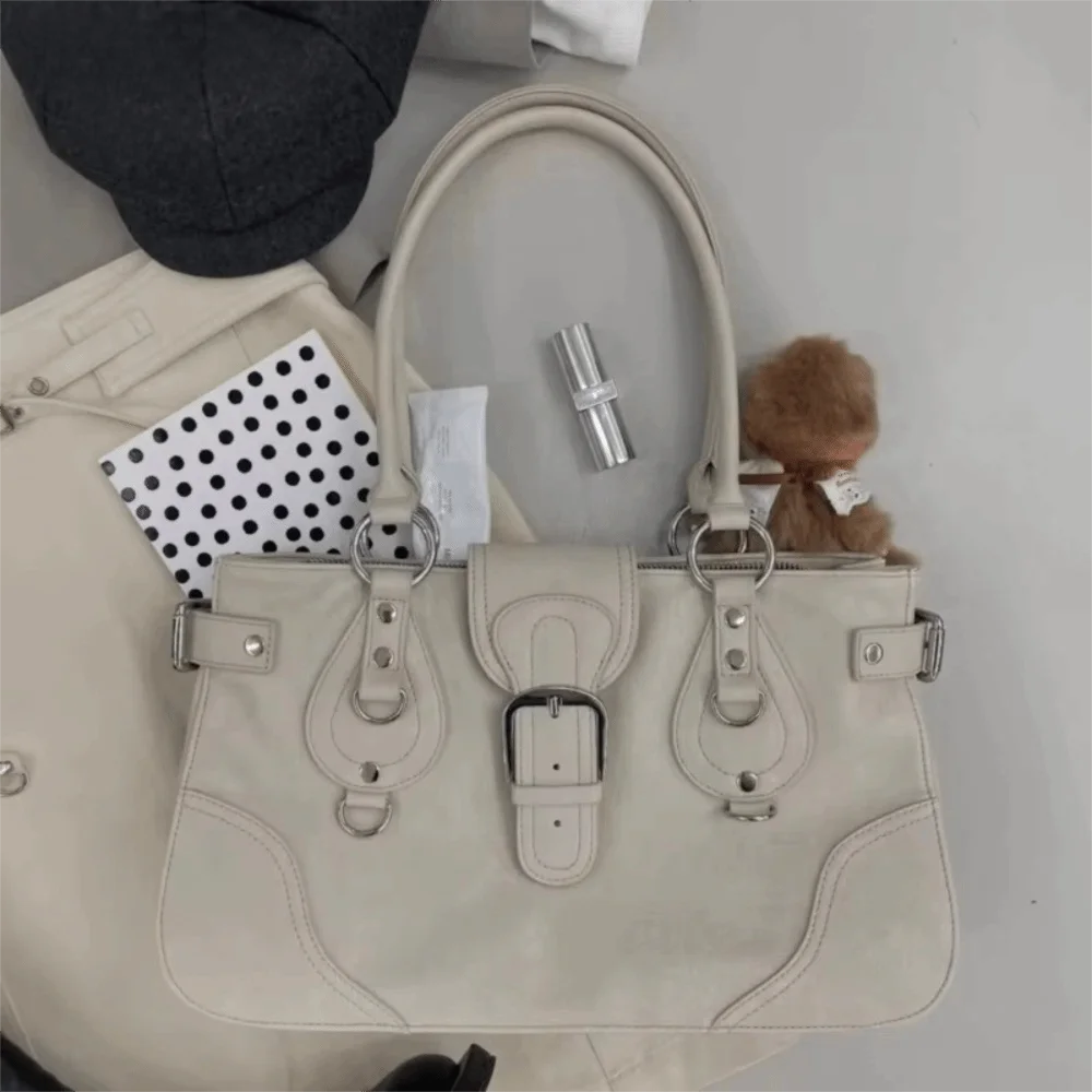 Bolso de hombro motero de cuero PU Y2K para mujer, gran capacidad - imagen 3