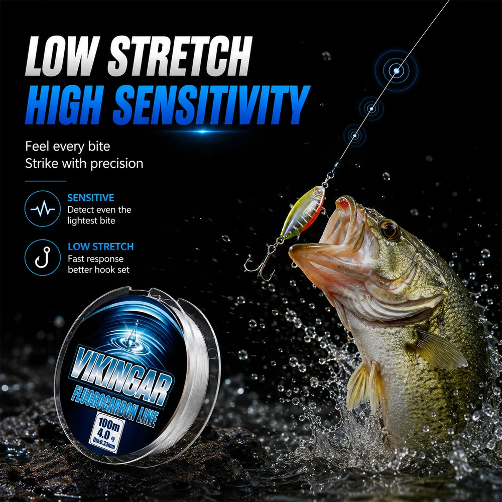 VIKINGAR línea de pesca de carbono baja elasticidad fluorocarbono - imagen 4