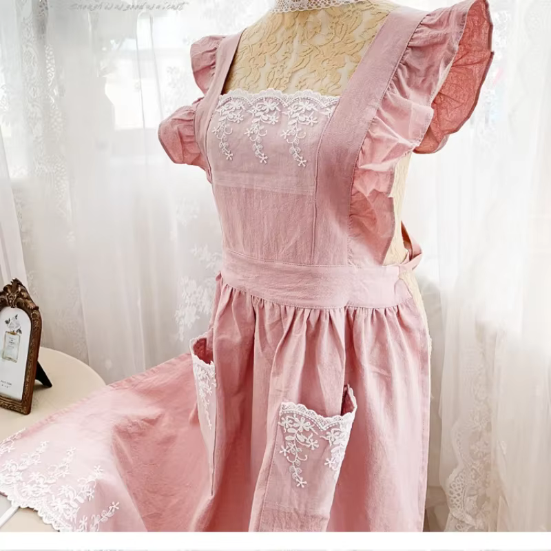 Delantal algodón y lino vintage mujer – estilo palaciego - imagen 3