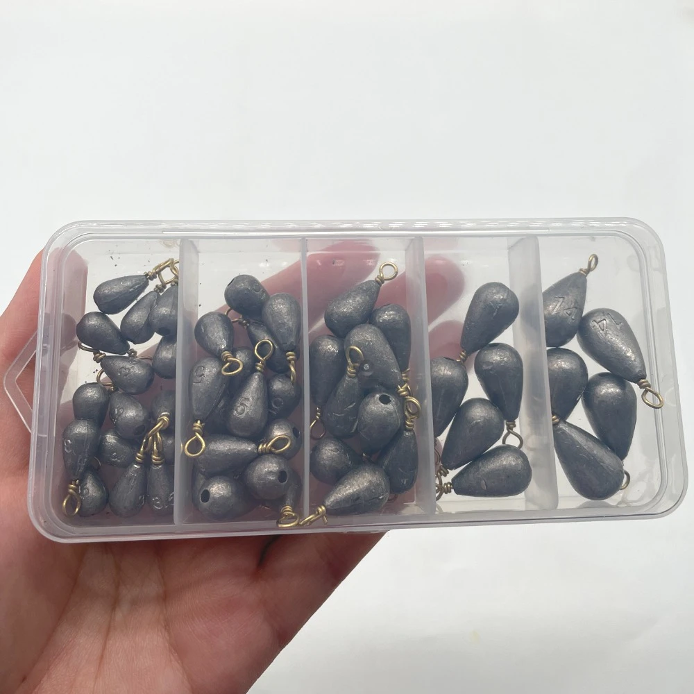 Plomos de pesca tipo gota de agua con anillo