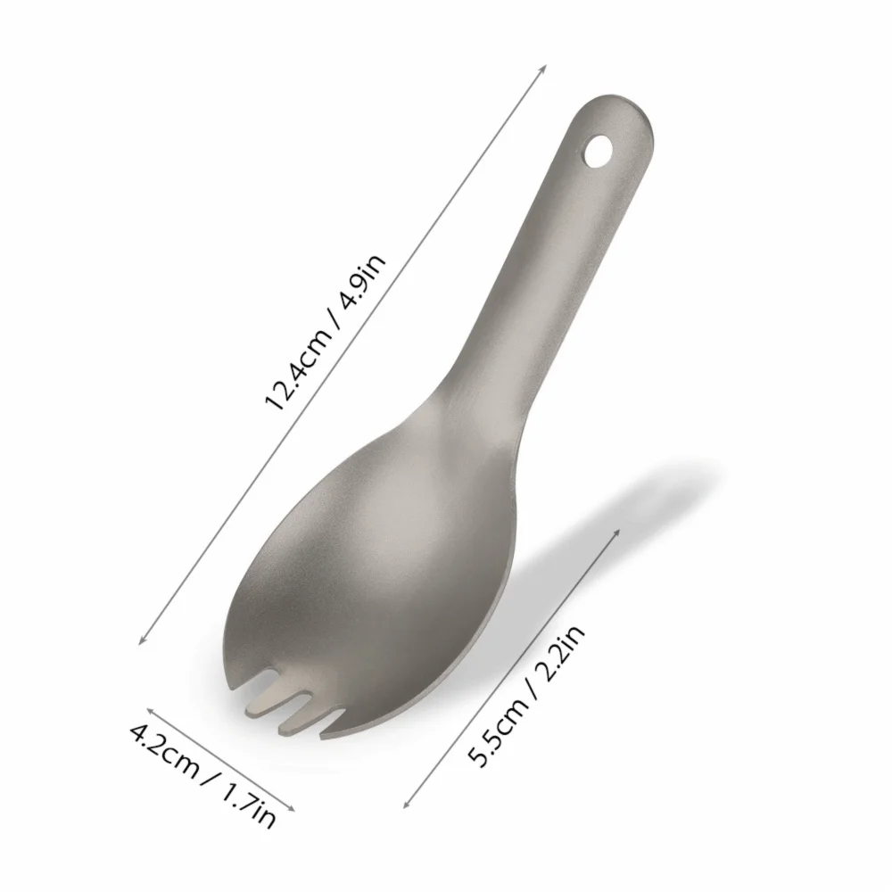 Cuchara tenedor de titanio ultraligera mini, mango corto portátil - imagen 5