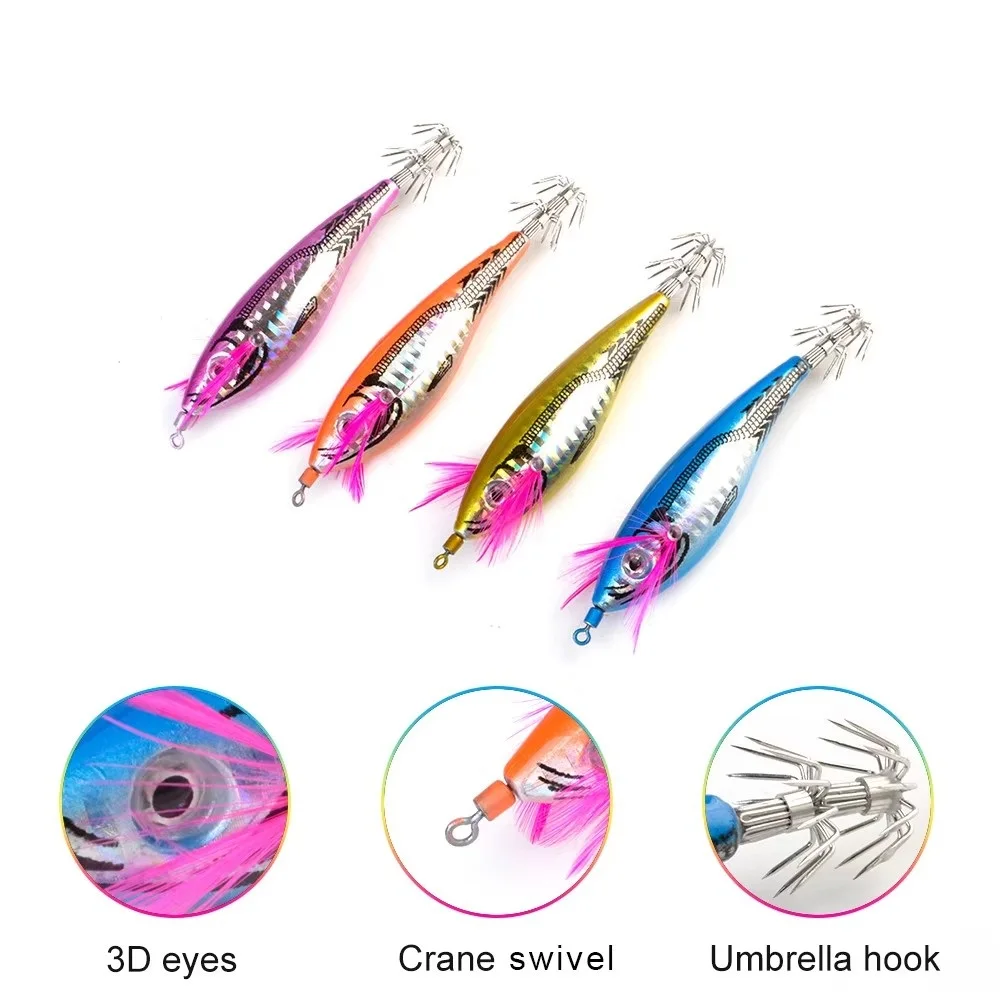 Jigs FTK de calamar y camarón con ojos 3D y anzuelos - imagen 3