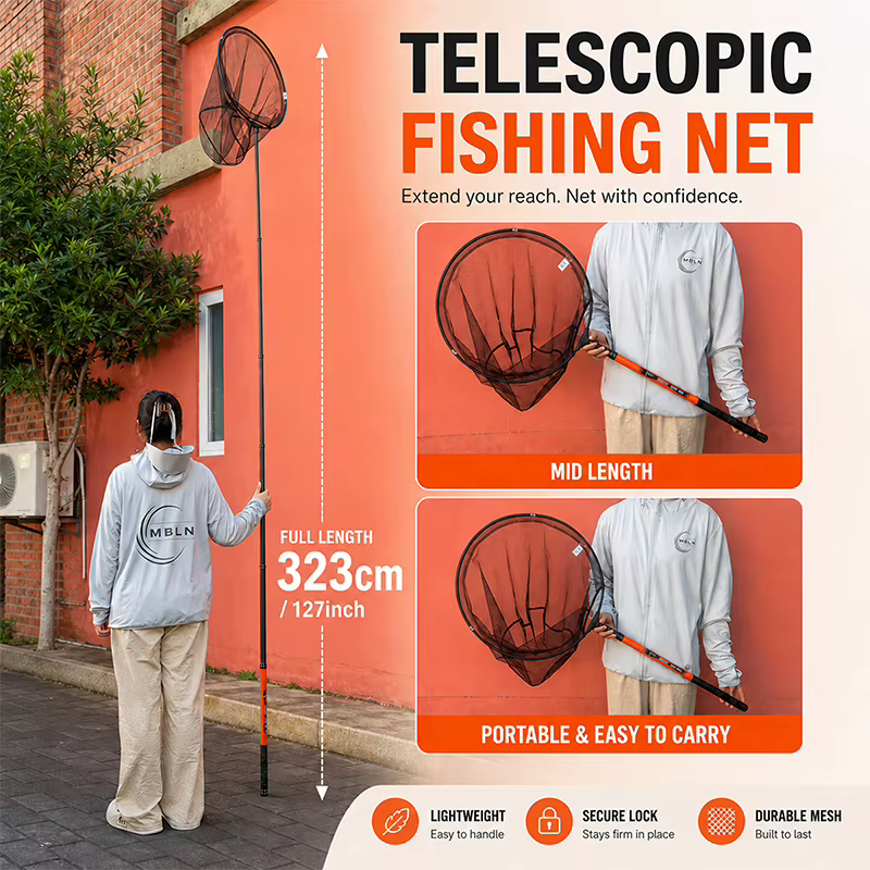 Red de Pesca Telescópica Plegable - Malla Recubierta, Ligera y Portátil - imagen 4