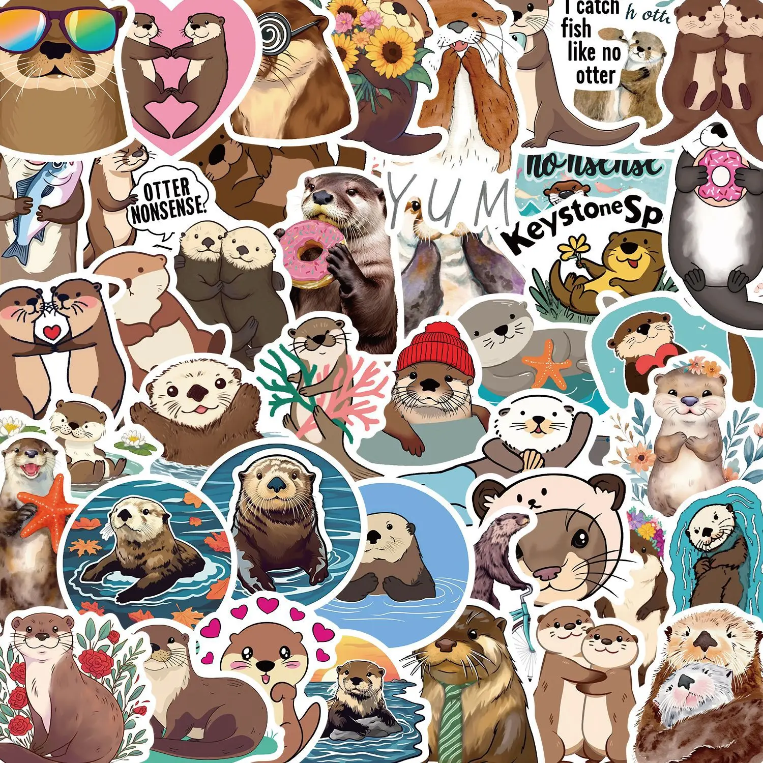 Pegatinas impermeables de pesca – Nutria diseño graffiti