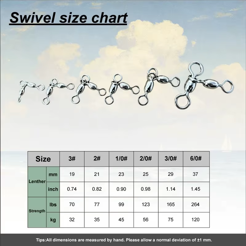 Esmerillones Giratorios 3 Vías Acero Inoxidable para Surfcasting