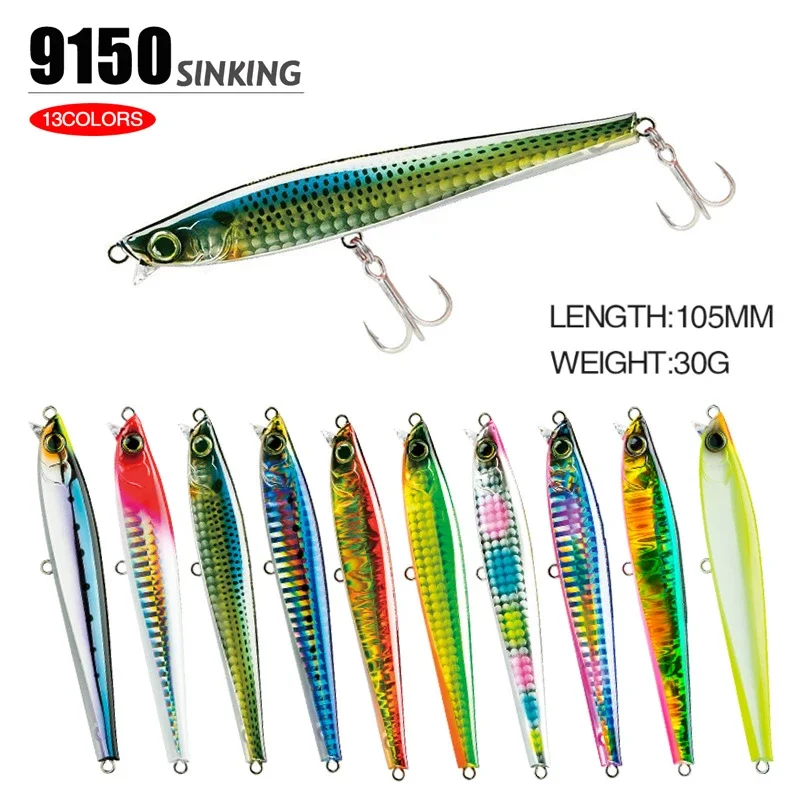 Wobbler Minnow hundimiento lento para lucio en agua salada - imagen 3