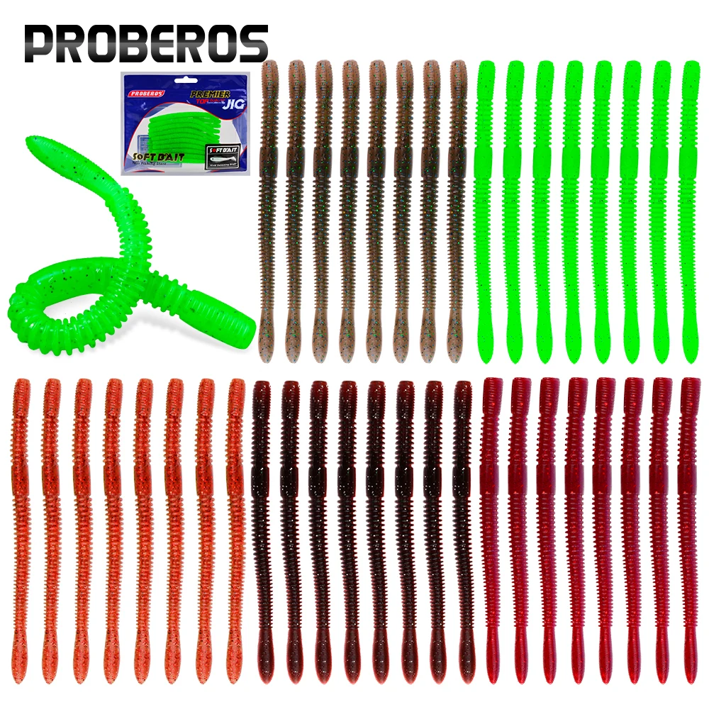 PROBEROS Señuelo vinilo lombriz aromatizado a sal elástico y duradero