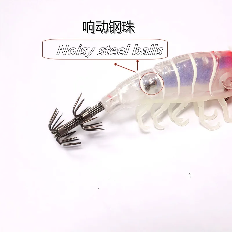 Detalle de anzuelos y cuerpo del señuelo artificial para pesca de cefalópodos