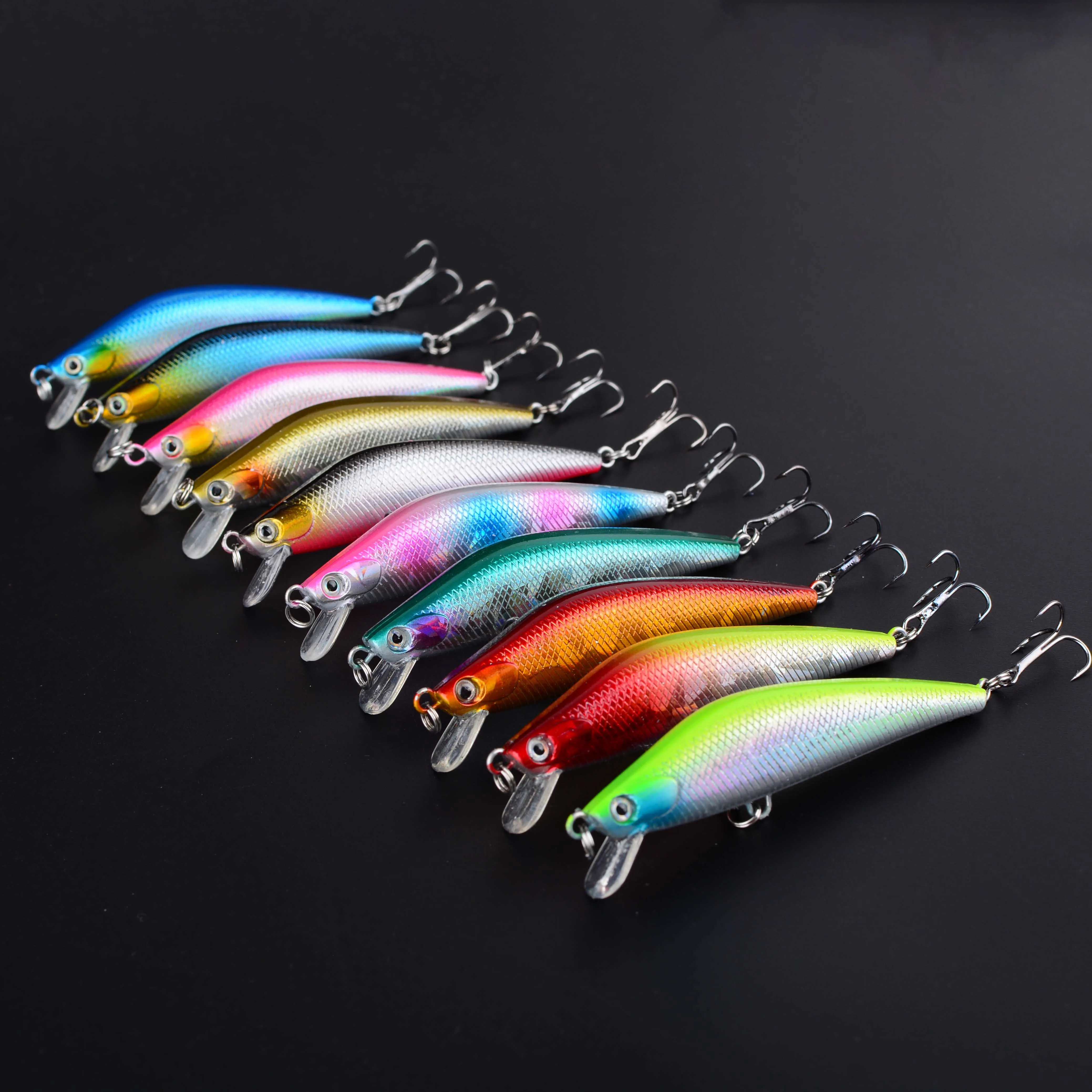 Señuelo Wobbler minnow con ojos 3D y dos anzuelos - imagen 5