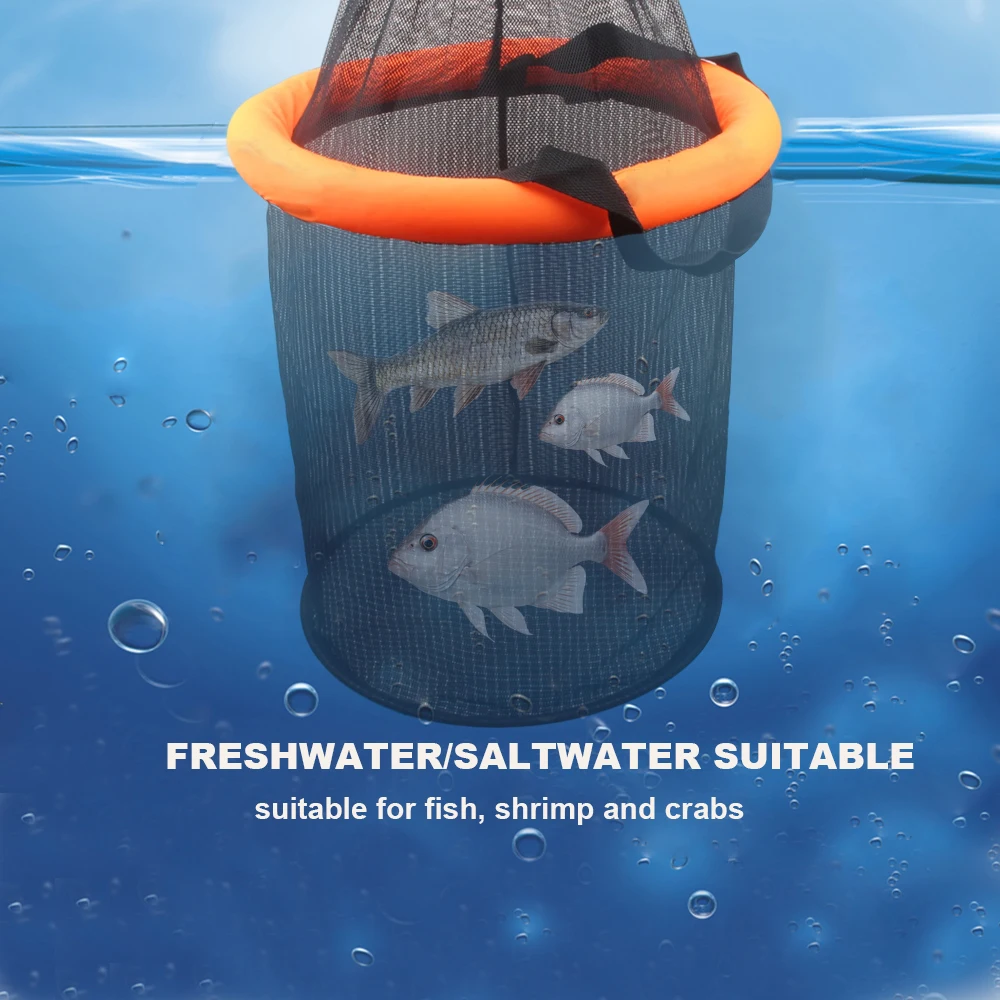 Cebador flotante pliable con jaula de malla resistente