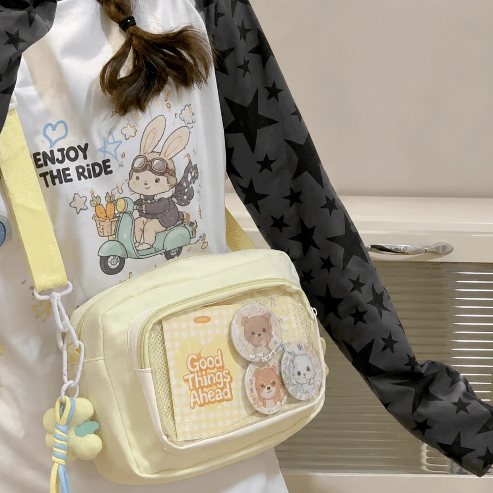 Bolsa bandolera transparente con patrón estrella y divisor - imagen 4