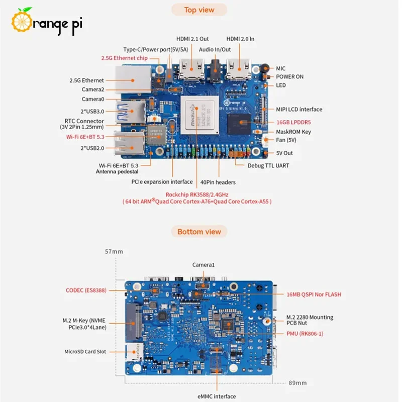 Orange Pi 5 Ultra: placa única WiFi 6E, Bluetooth y HDMI - imagen 4