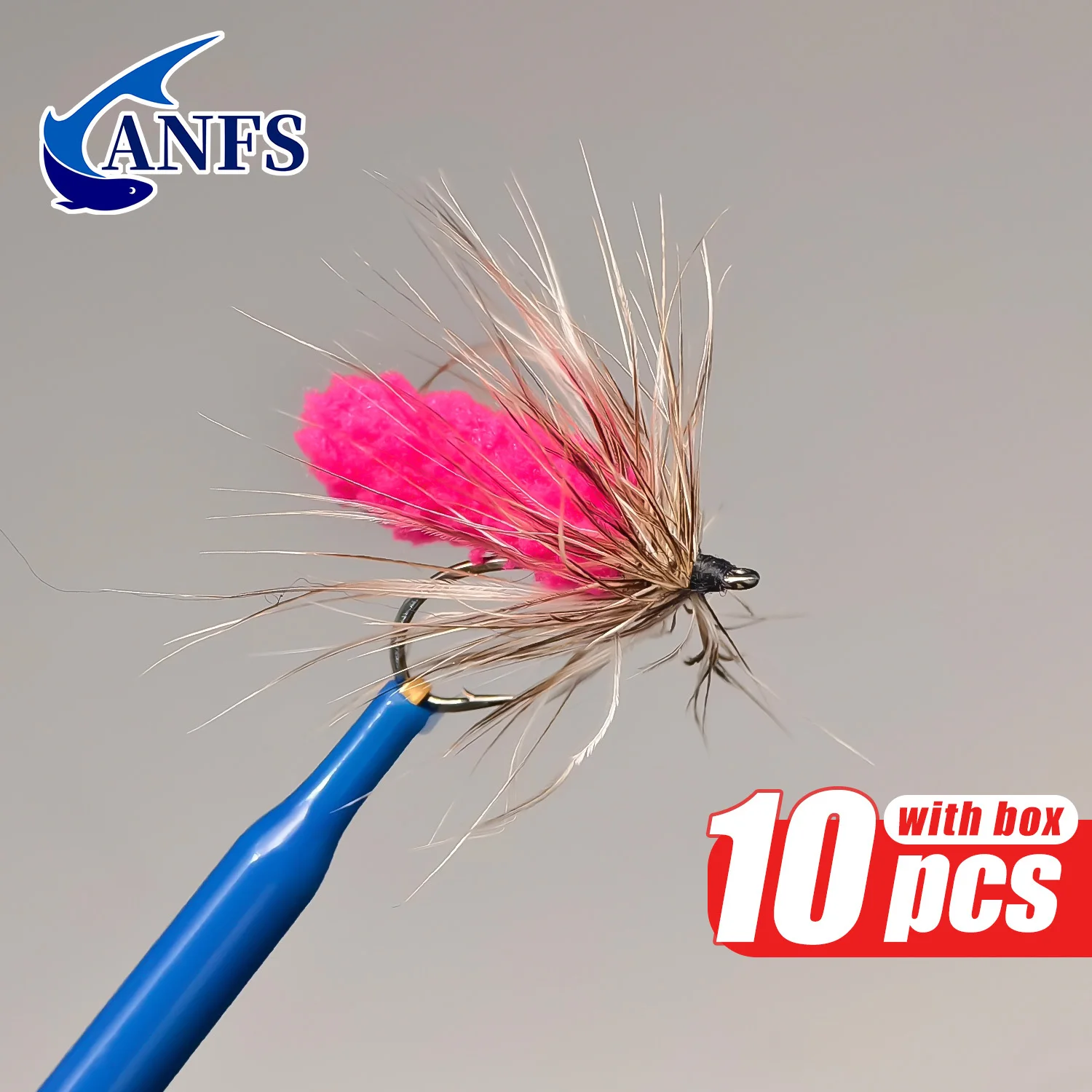 ANFS Moscas artificiales atadas a mano con caja para pesca - imagen 4