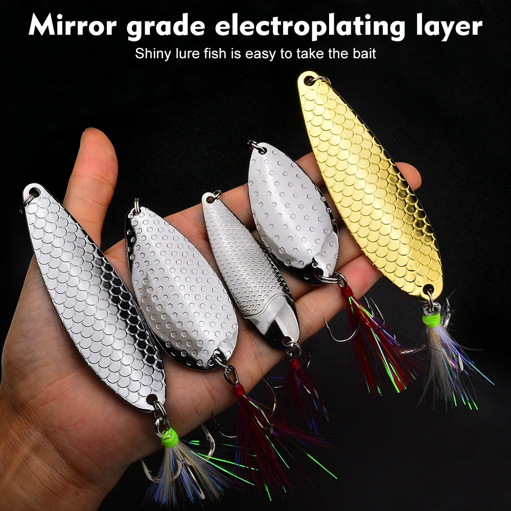 Señuelo LHFSH metálico para jigging y lubina con pluma y lentejuela - imagen 2