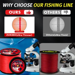 ZUKIBO Colorfast Hilo trenzado PE 4X para carpa de pesca deportiva