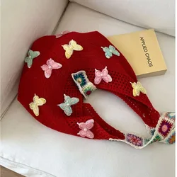 Bolso bandolera tejido bohemio vintage con flores y mariposas