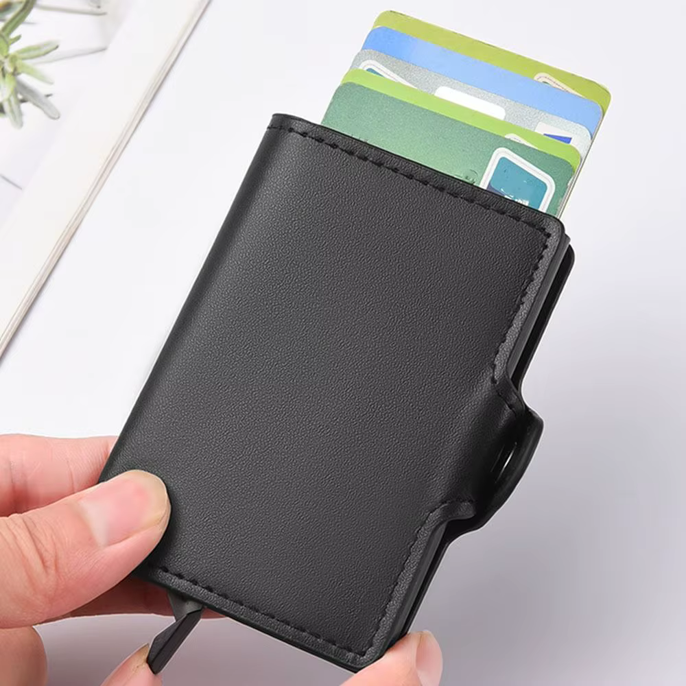 Tarjetero Hombre Cuero con Protección RFID – Cartera Minimalista Delgada