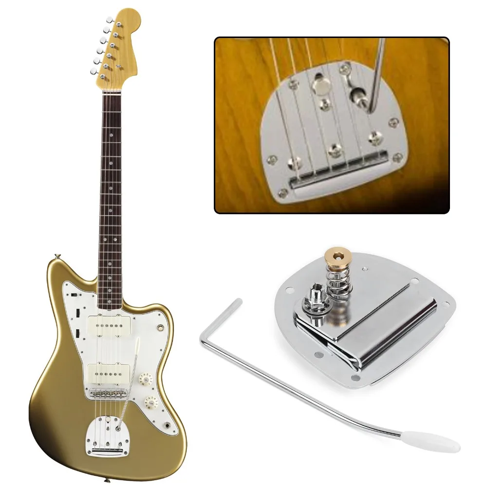 Puente de guitarra eléctrica de metal plateado con tornillos - imagen 3