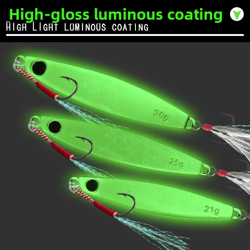 QAJTAO Jig de plomo luminoso con doble anzuelo para mar - imagen 4