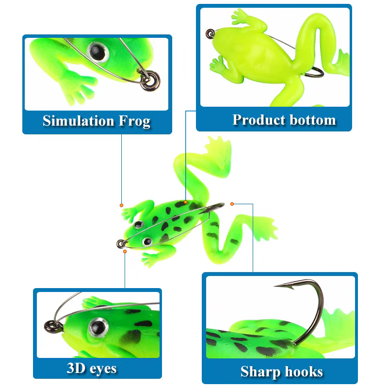 Señuelo rana topwater vinilo con ojos 3D para black bass - imagen 5