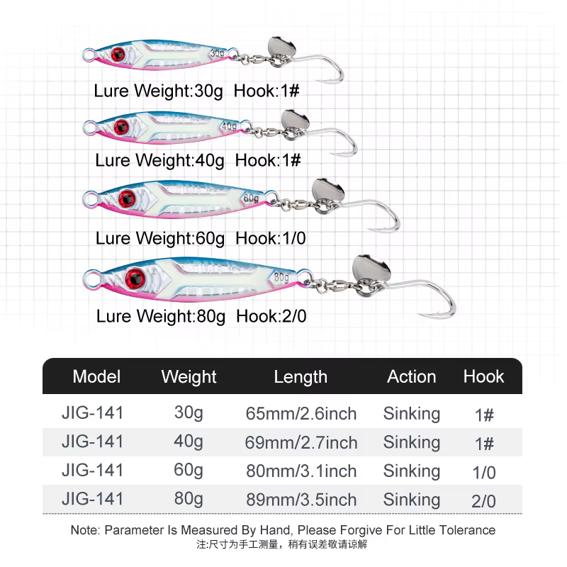 Teaser J141 Jigbait metálico luminoso – Hundimiento rápido - imagen 4