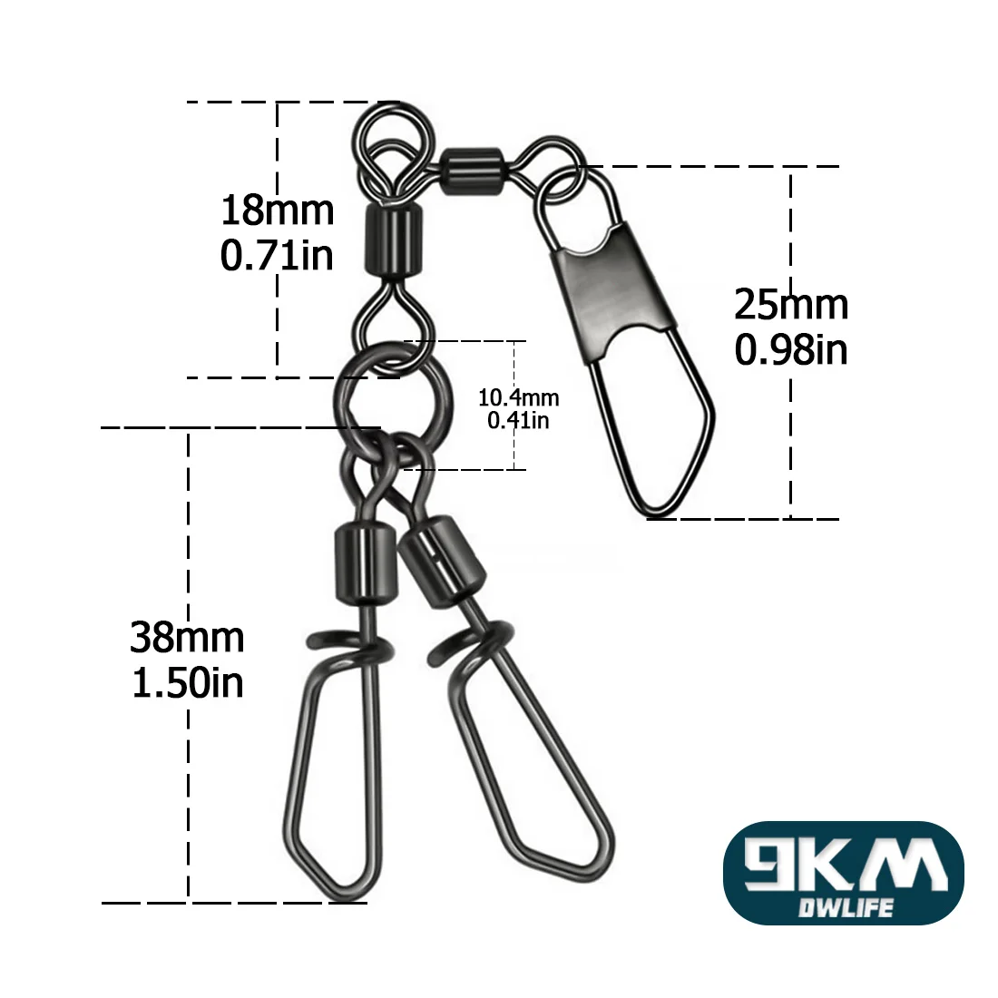 Giratorios de 3 vías 9KM con clip a presión para pesca en mar y río - imagen 3