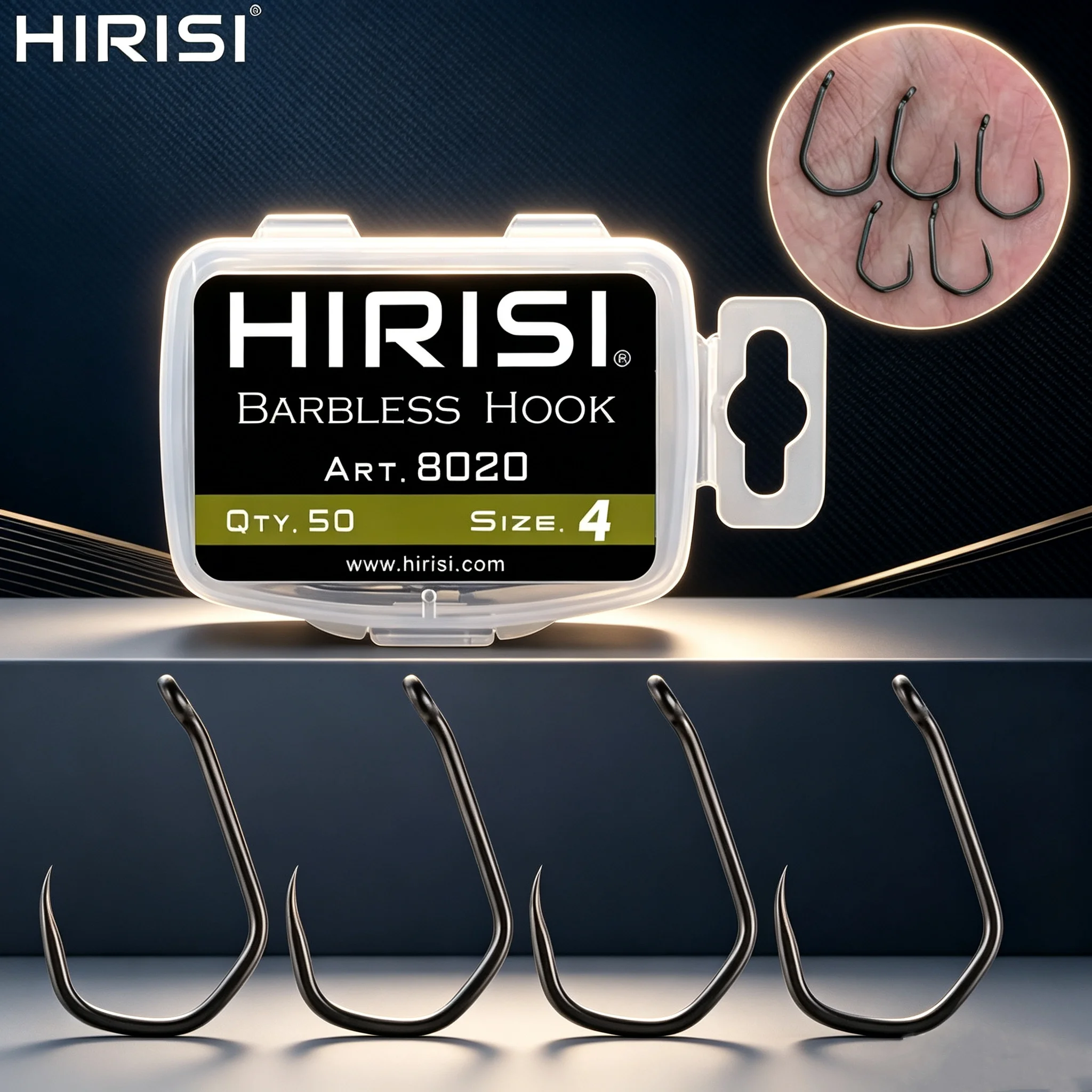 Anzuelos Hirisi sin púas PTFE carbono alto con ojo – acero inox - imagen 5