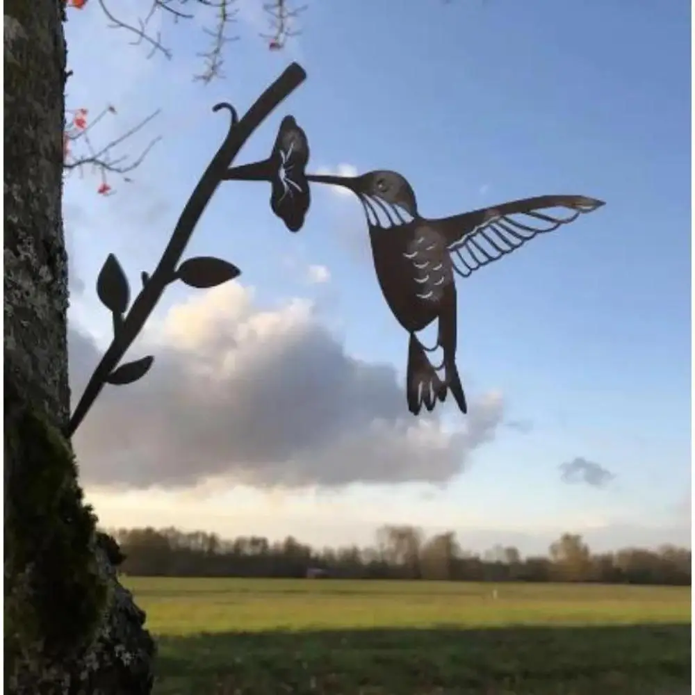 Decoración de arte metálico de pájaros en rama para jardín y patio - imagen 3