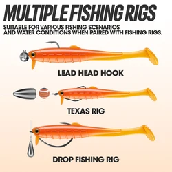 Señuelo Minnow vinilo blando biónico cola en T para lubina/trucha