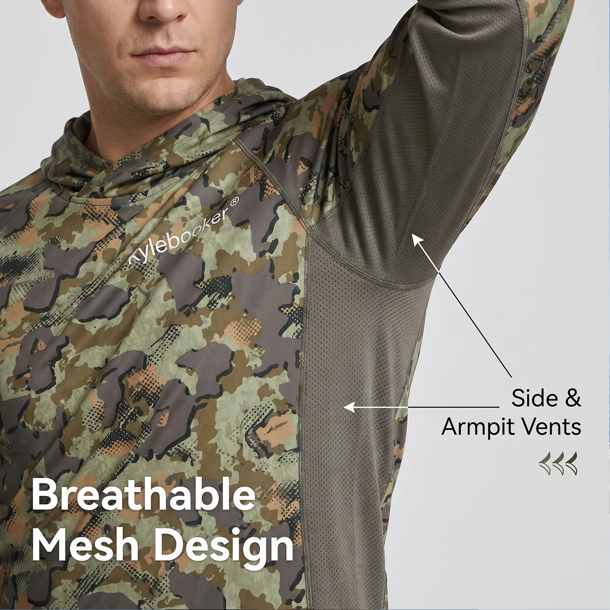 Kylebooker camiseta con capucha de pesca camuflaje manga larga UPF - imagen 2