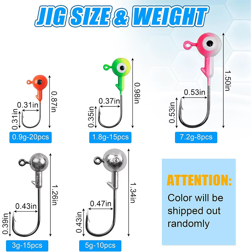 Kit Jig Head Bola Redonda para Lubina y Trucha