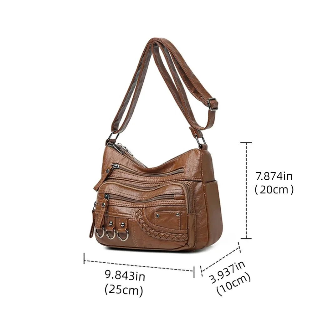 Bolsos de Cuero PU Vintage con estilo cruzado y detalles