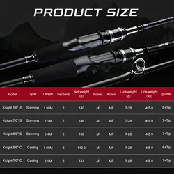 Caña Goture Carbono Ultraligera 2 secciones Spinning 7-28g M/MF